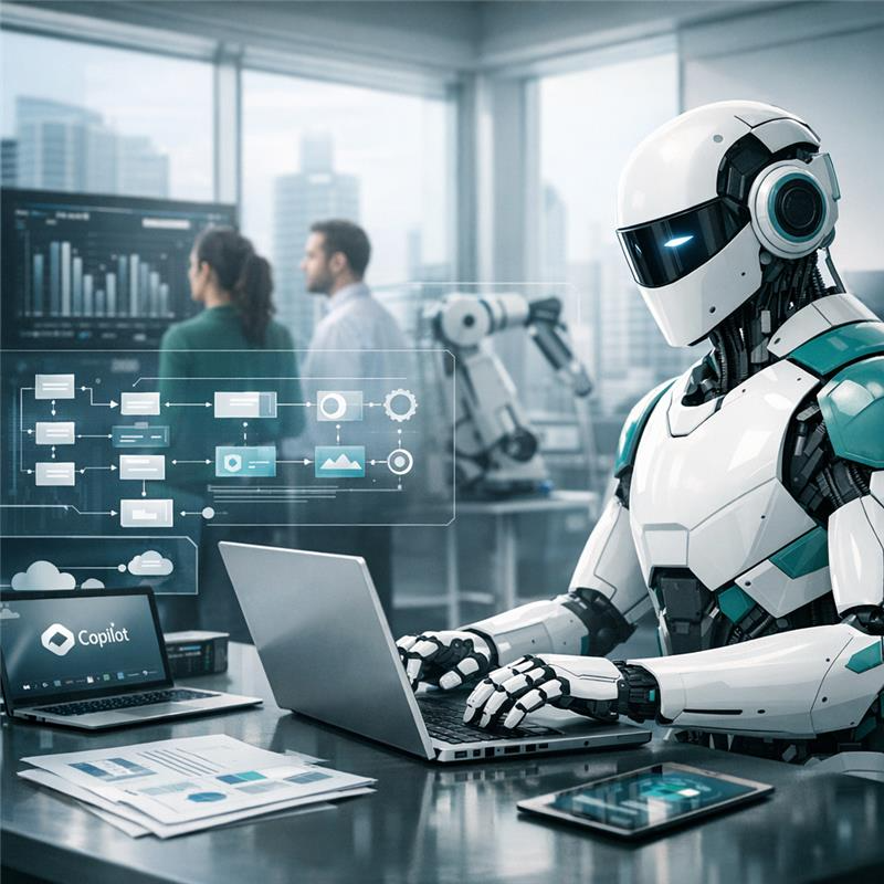 Professional working with city view